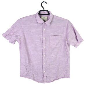 Mens St John's Bay Classic Lavender Shirt Button Up Short Sleeve Linen Blend L